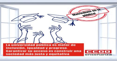Cartel en DEFENSA de la universidad publica solicitando que nos matriculemos en lo público