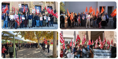 Trabajadoras y trabajadores manifestándose por el cumplimiento de sus derechos.