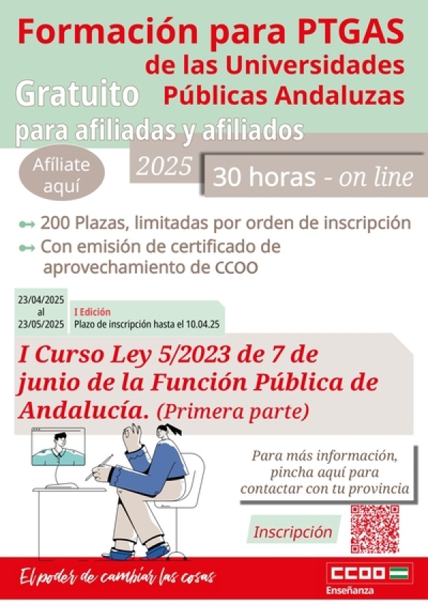 Cartel con información sobre el curso ofertado