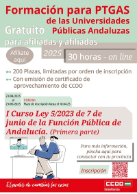 Cartel con información sobre el curso ofertado