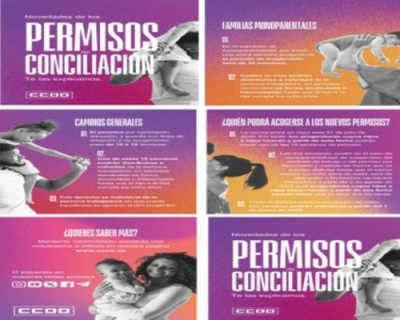 Imagen de carteles informativo de CCOO sobre cambios en permisos por conciliación