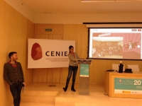 Elena Lázaro, coordinadora técnica de la UCC+i, durante la defensa del proyecto