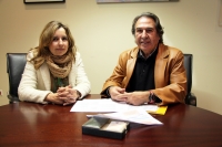 Rosario Mrida y Blas Segovia en la presentacin del programa de actividades del Aula