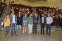 Autoridades académicas asistentes a la jornada de acogida para el alumnado de nuevo ingreso de Veterinaria.