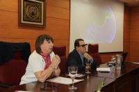 Mercedes Osuna y Luis Rodríguez en la inauguración de la muestra