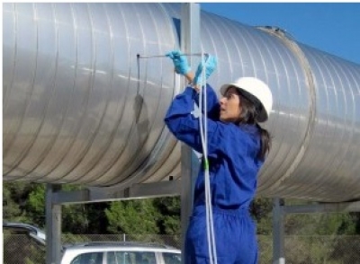 La investigadora Mª Ángeles Martín durante su trabajo en la planta